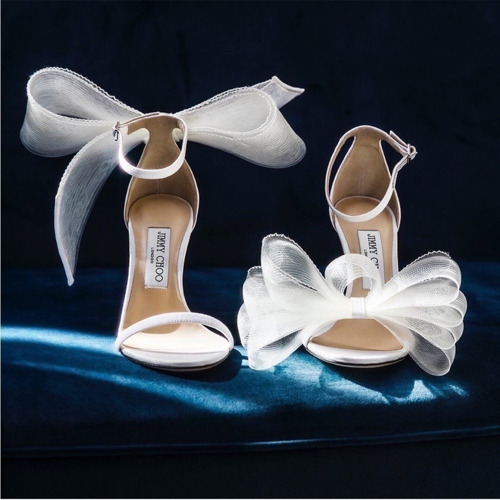 Jimmy Choo Aveline 100MM Tulle Bow Heels